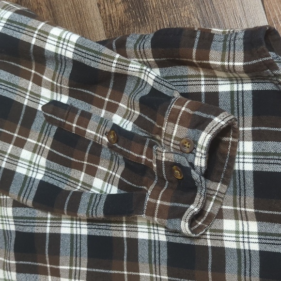 Carhartt Trumbull Plaid Flannel Shirt Relaxed Fit Long Sleeve Brown/Black Large - Picture 4 of 9